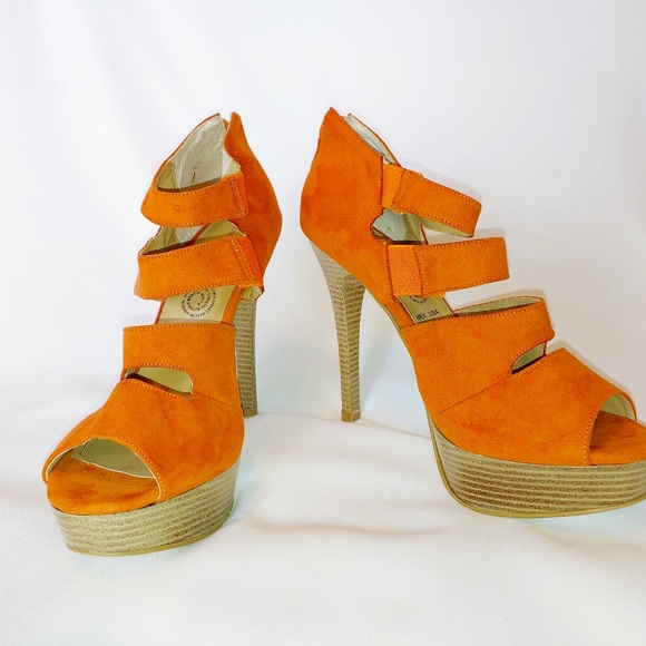 Vittorio D' Firenze Gladiator Orange Canvas Heel - Picture 2 of 8